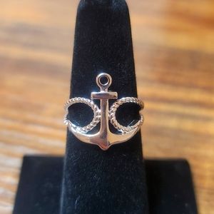 Anchor & Rope ring. Size 6. Sterling Silver